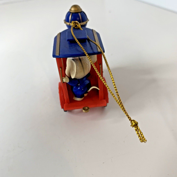Rennoc Mouse In Train Christmas Ornament Tree 1991 Vintage Engineer Conductor - Picture 3 of 7